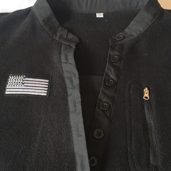 NWOT Black Fleece Pullover Womens (XL) American Flag Patch - Picture 3 of 9